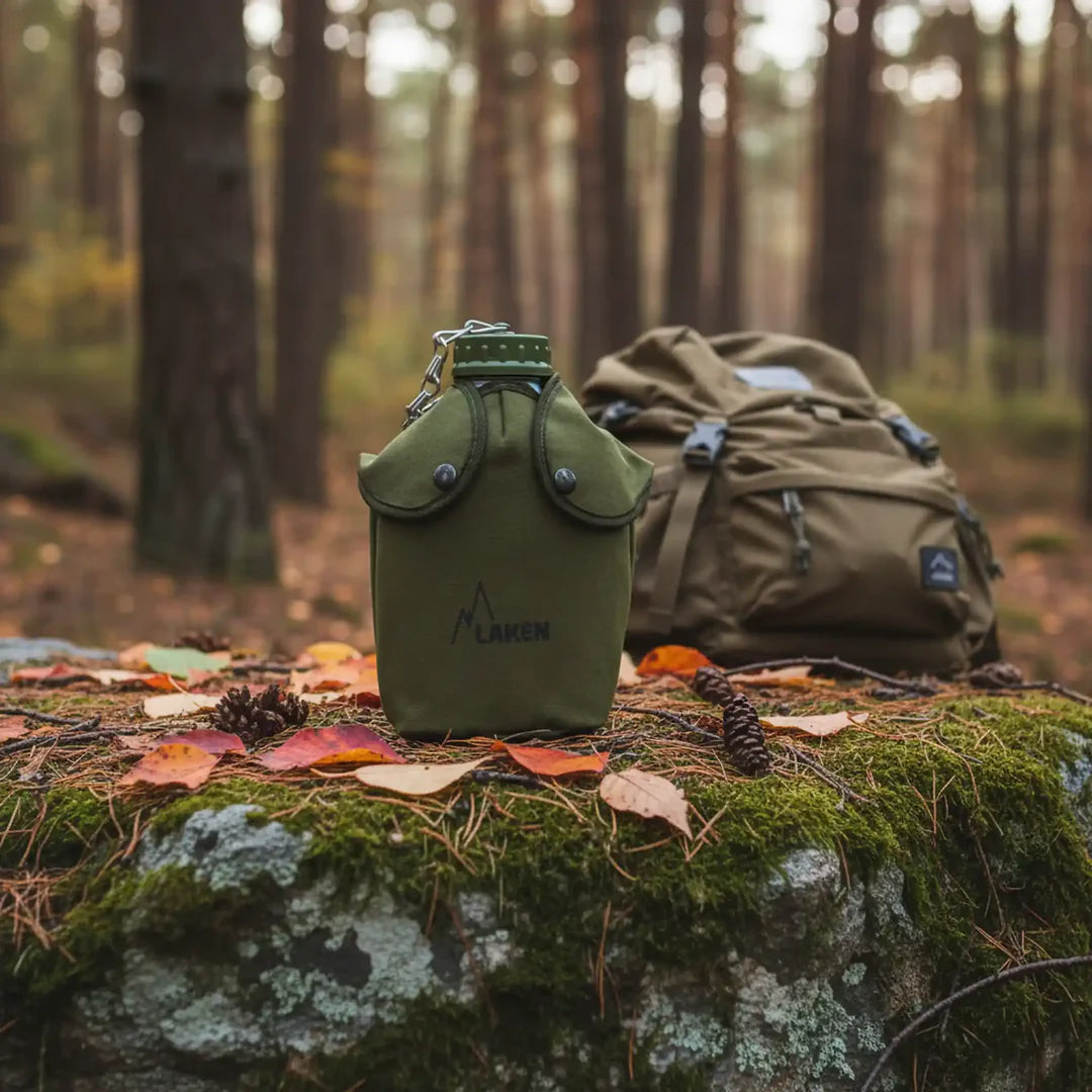 44oz ALUMINUM CANTEEN WITH GREEN CANVAS COVER - AFRICA