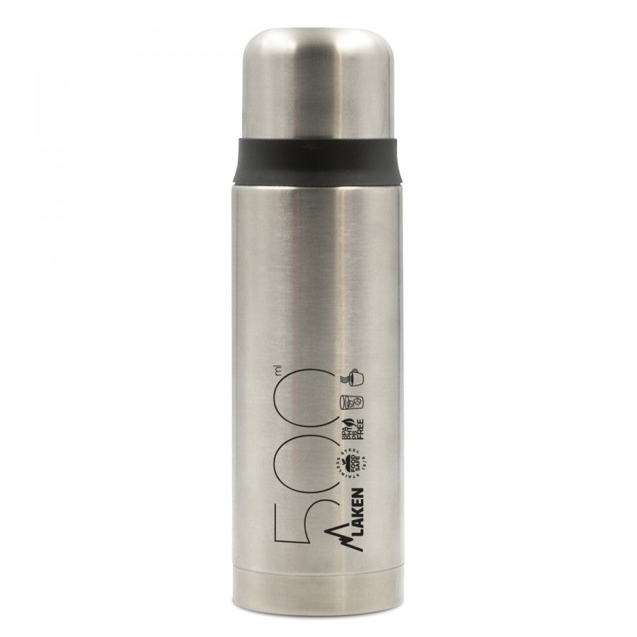 STAINLESS STEEL THERMO LIQUIDS FLASK WITH CAP-MUG - 17oz