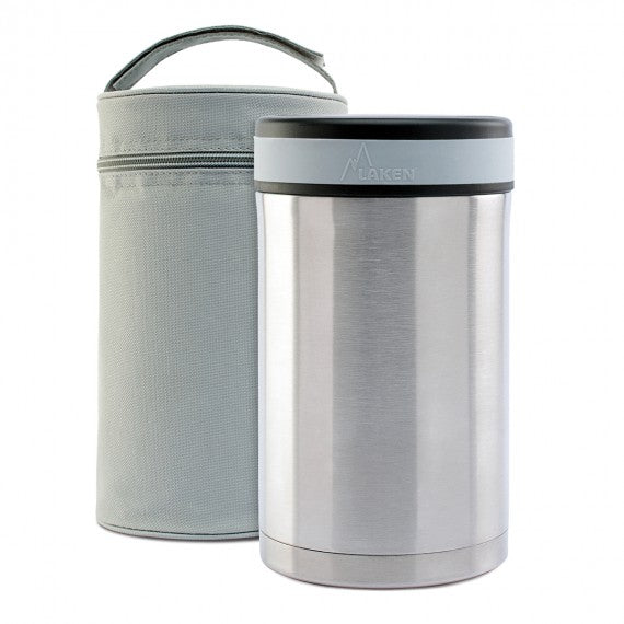 STAINLESS STEEL THERMO FOOD FLASK WITH 3 INNER CONTAINERS AND CARRYING BAG - 50oz