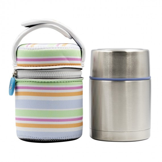 STAINLESS STEEL THERMO FOOD FLASK WITH NEOPRENE COVER - 17oz