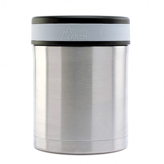 STAINLESS STEEL THERMO FOOD FLASK WITH 2 INNER CONTAINERS AND NEOPRENE COVER - 34oz