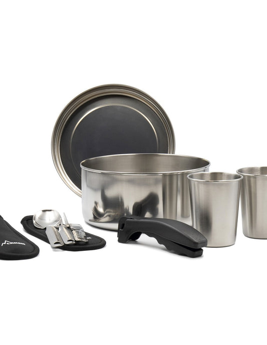 Stainless Steel Camping Set 8 Inches with Cover for 2 People