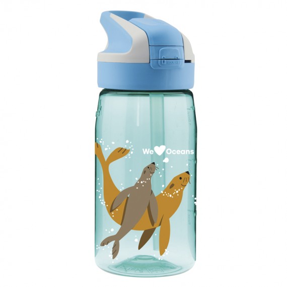 TRITAN KIDS STRAW BOTTLE WITH OBY CAP CARTOON DESIGNS - 15oz