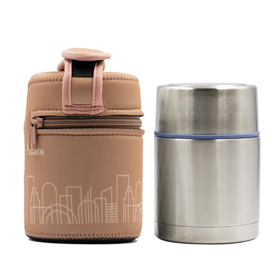 STAINLESS STEEL THERMO FOOD FLASK WITH NEOPRENE COVER - 17oz